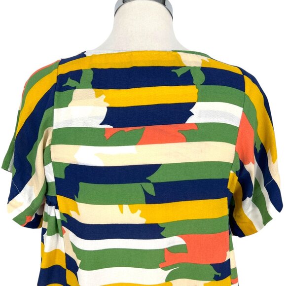 Maeve Anthropologie Milla Striped Multicolor Short Sleeve Blouse Size Small - Picture 8 of 13